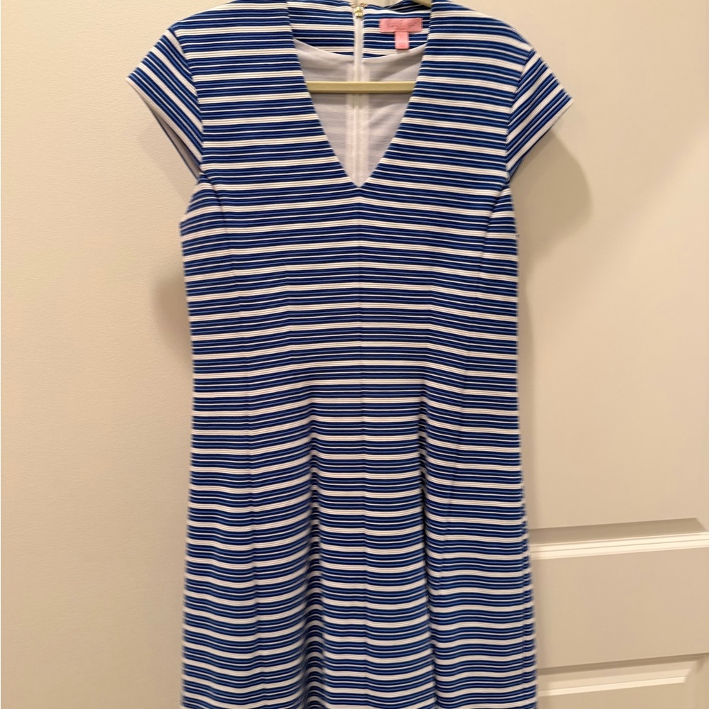 Lilly Pulitzer Blue and White Striped Casual Dress